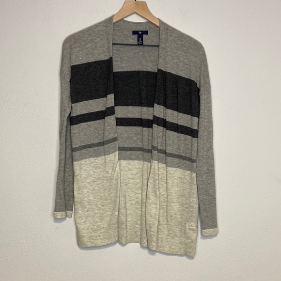 Gap Open Front Lightweight Knit Stripe Cardigan Size Small Gray Soft - Picture 1 of 5